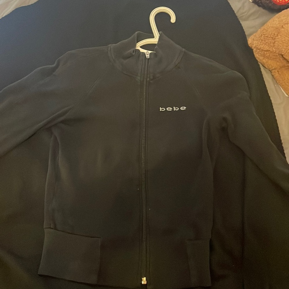 Vintage black Bebe cropped zip up XS